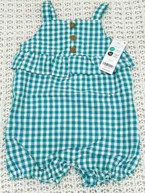 Carter’s Baby Girl Gingham Tank Romper - Green size 6 months